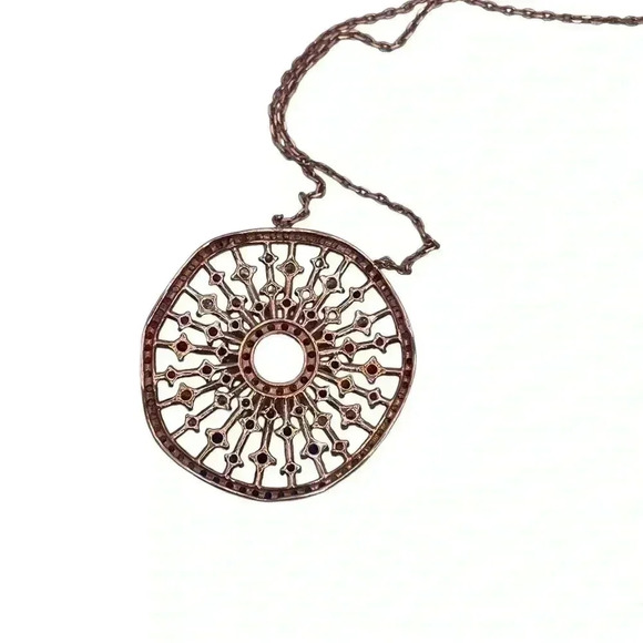 Multicolor Ruffled Disc Pendant .925 Rose Gold 16” chain 1” pendant - Picture 2 of 7